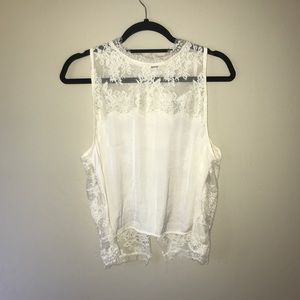 Free People Cream Lace Tank Open Back Size L